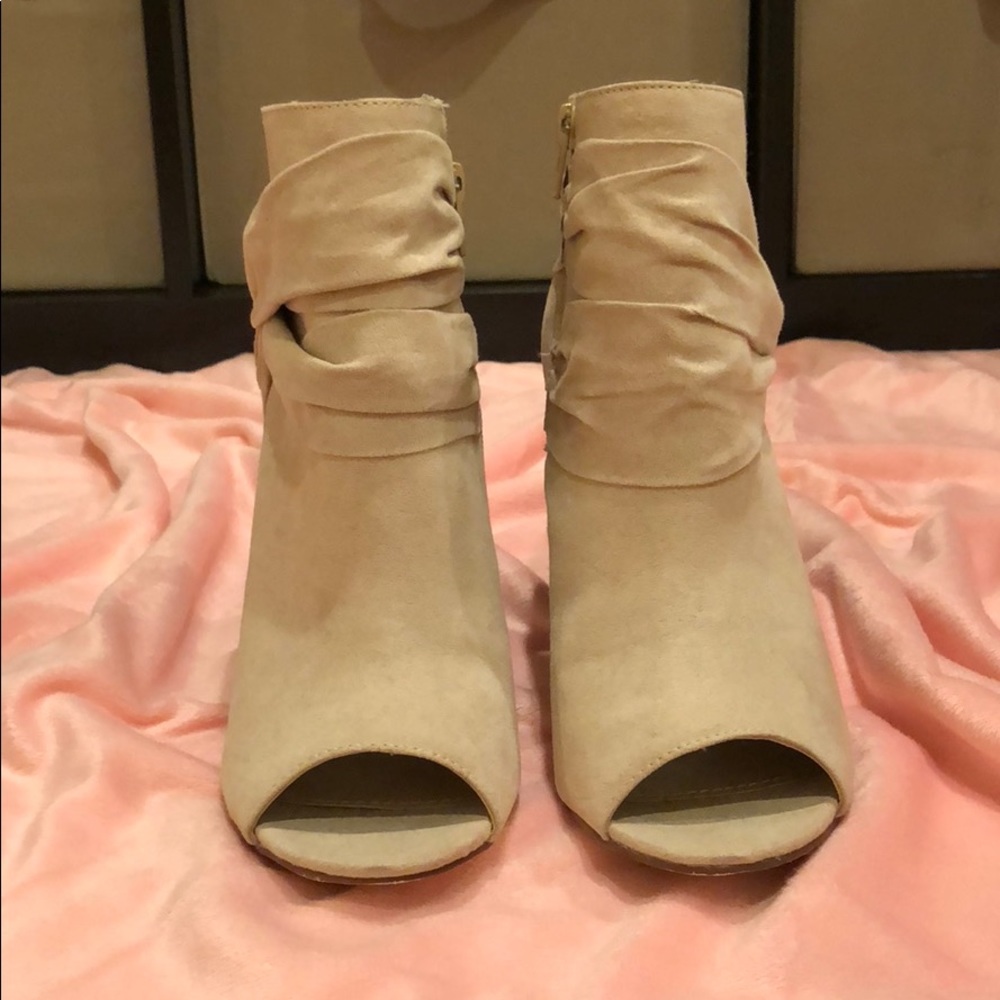 Beige Open-Toe Booties - Picture 2 of 5